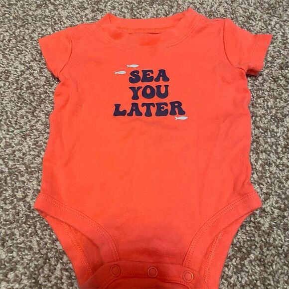 Carters Sea You Later Baby Bodysuit 0-3 Months Unisex Orange - Picture 1 of 3